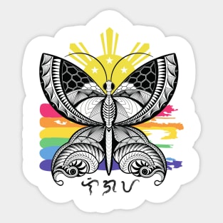 Tribal line Art Butterfly / Baybayin word Ligaya (Happiness) Sticker